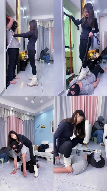 【麋鹿银儿】吊绑重度虐-踢裆虐乳/坐头骑背/腿绞