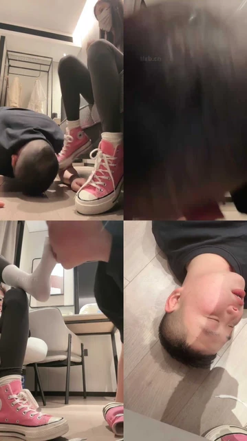 【阿月】学生主-高帮粉鞋-白袜踩虐踢踹/滴蜡/白袜脚窒息