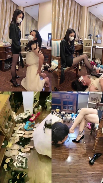 【筱月】玩弄cd狗-黑丝插嘴/鞭打/舔各种脏鞋【双视角完整版】