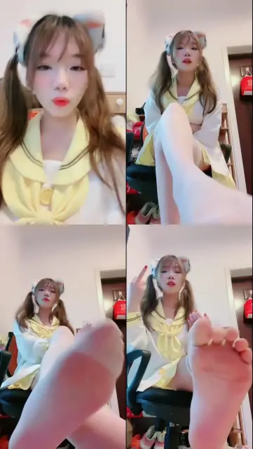 【小妍】淡黄长裙裸足灯【最新视频】