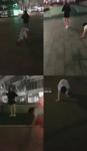 【维依】TJ：户外狗爬舔垃圾桶