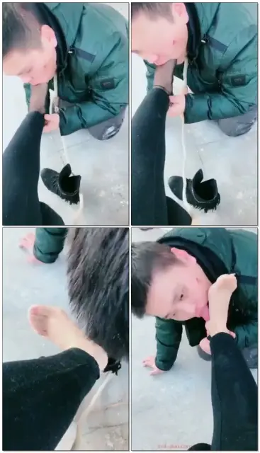 【桃子女王】野外舔脚 圣水泡丝袜加口水 吐了在喝 必须喝完