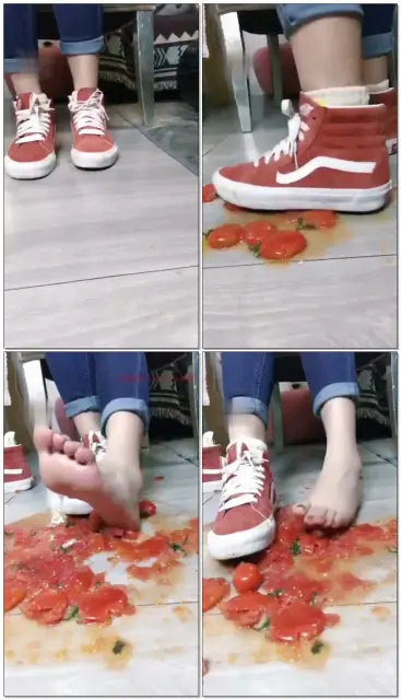 【美离子】踩食物vans帆布鞋，裸足