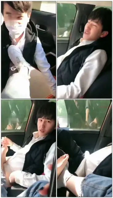 【悦主】小白鞋棉袜裸足车内虐男友