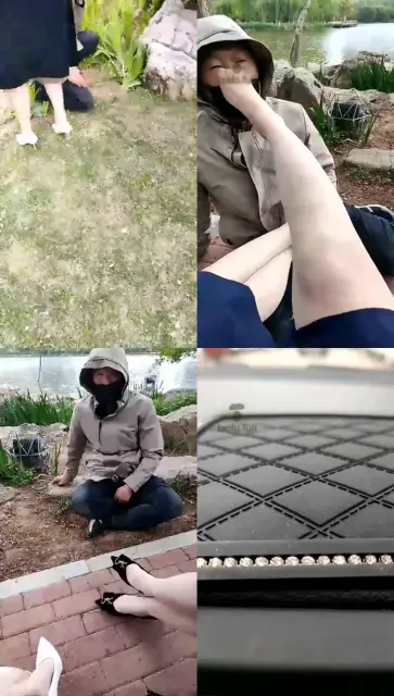 【七七】野外调教贱狗，带鸟笼露出