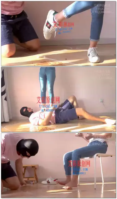 【茜茜美】-重度Gucci小白鞋的刑罚{脏食-踩踏-裸足-踢裆}
