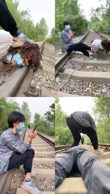 【美离子】户外铁路上刺激调教还有旁观者