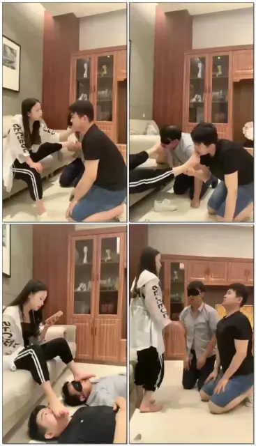 【灵灵】虐双奴，舔鞋，舔脚，踩踏