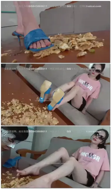 【南国原创】沫沫S踩踏三个汉堡第一视角+美脚喂食