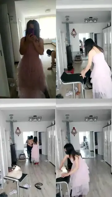 【月亮Princess】贱狗来了捆绑耳光，粉群红高