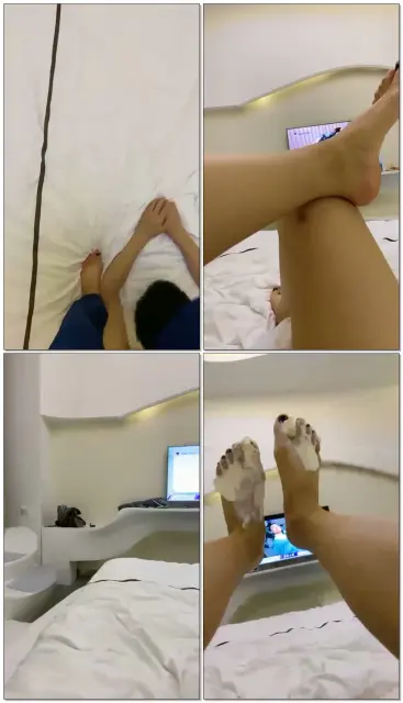 【短发S】舔吃脚上酸奶，真香！