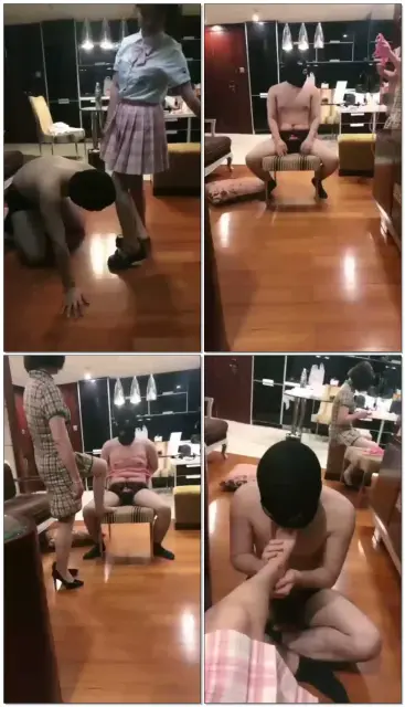 【糖糖】双主调教发情的狗，踢打耳光踩踏舔脚