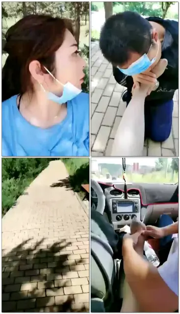 【野蛮公主】野外跪舔原味肉丝袜