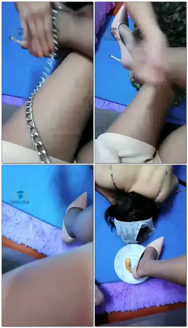 【蝶恋花S】灰丝玩弄母狗，按摩脚喂食