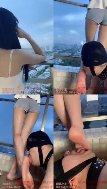 【倾倾小主】下贱狗奴跪舔阳台观景的倾倾小主脏了的玉足
