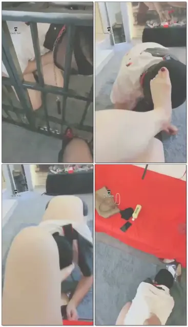 【妖妖学姐】狗笼子里舔绝美黑丝+脚耳光+脚深喉