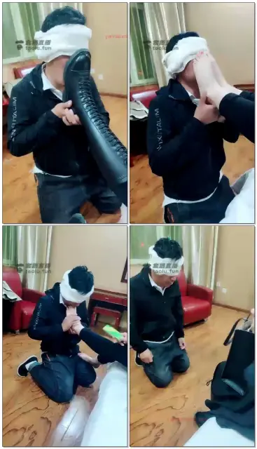 【依依女王】清理主人高靴鞋底，闻舔捂出汗的原味黑袜香脚