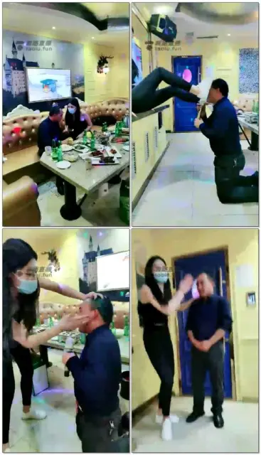 【冷御大大】KTV走错包间,变狗打狗辱狗，高个主人矮子狗，跪着就更矮了