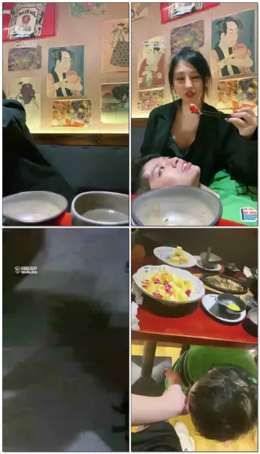 【上海芭比S】户外餐厅玩弄学弟，咀嚼喂食吐痰喝圣水，舔脚深喉咬死皮
