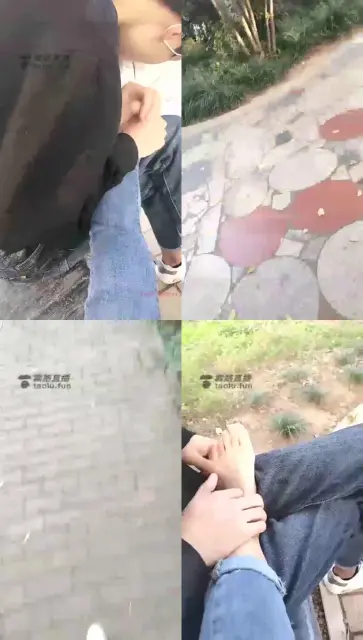 【00小主s】户外品尝主人白棉袜，帆布鞋牛仔裤修长腿