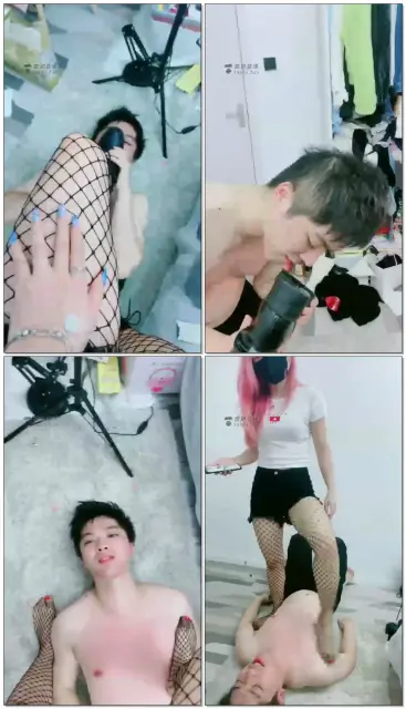【猫熙S】网袜疯狂踩踏，脚耳光，舔靴，光脚，长靴踩踏报数