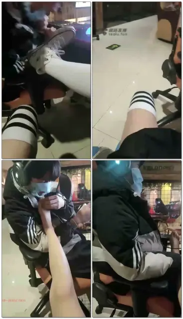 【00小主s】网吧调教开发素人，帆布鞋长筒棉袜