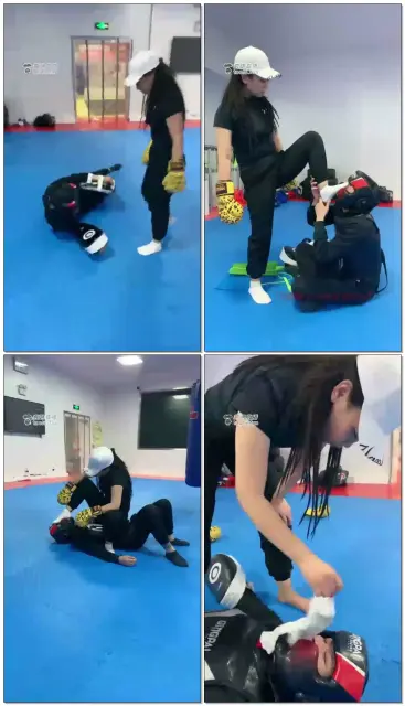 【燃一S】女教练打人肉靶子，白袜踩脸骑坐