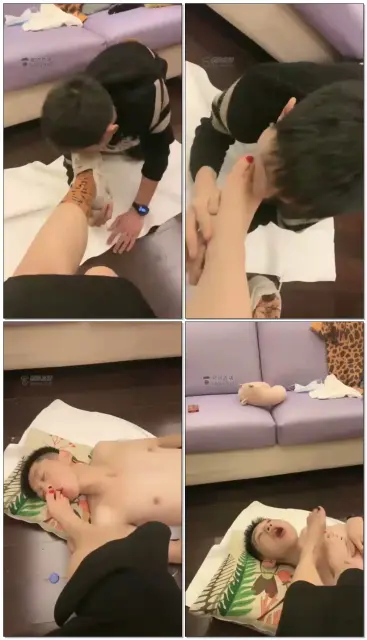 【露露s】熟人狗狗舔脚，边喝酒边让狗舔脚，运动鞋棉袜