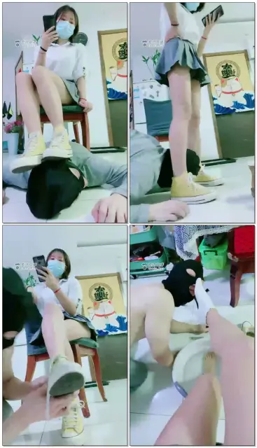 【美离子】只配活在主人脚下的狗，帆布鞋棉袜，磕头，洗脚水，骑脖子