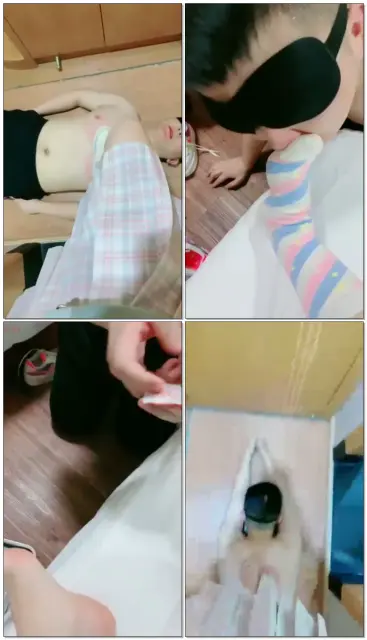 【绘子】小艽的第一次，舔鞋闻袜子舔脚喂食全体重踩