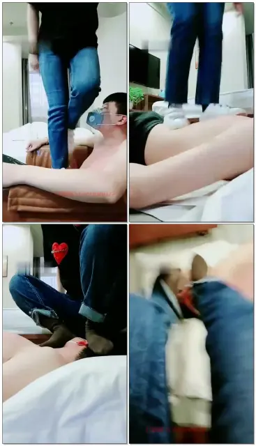 【彼岸花】棉袜小白鞋全体重踩踏