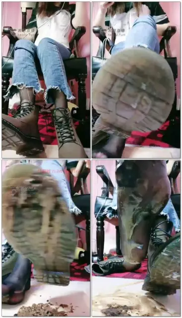 【美柠S】黑丝+短靴，踩浓痰口水食物酸奶