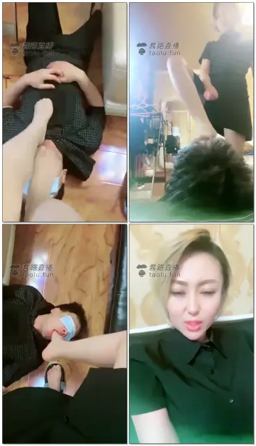 【古丽叶】肉丝脚下的男奴，舔脚深喉坐脸窒息