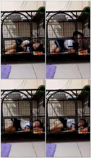 【MH女慕乐】真实圈养生活、狗笼里甜甜入睡