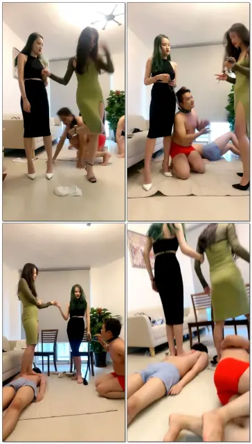 【禾末S&弯弯小阿姨呀S】调教双S训三狗踢档钻胯