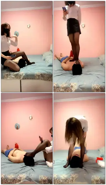 【茹雪】黑丝美臀坐脸，踩踏，脚窒息