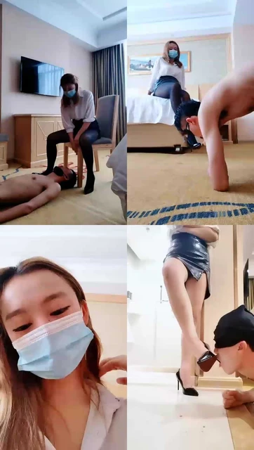 【杳杳小主s】调教远道来上课的狗，看到主人立马硬，踩踏食物兑圣水