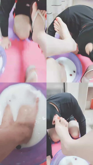 【灵竹】红枣泡牛奶，贱狗舌头滋润主人美脚