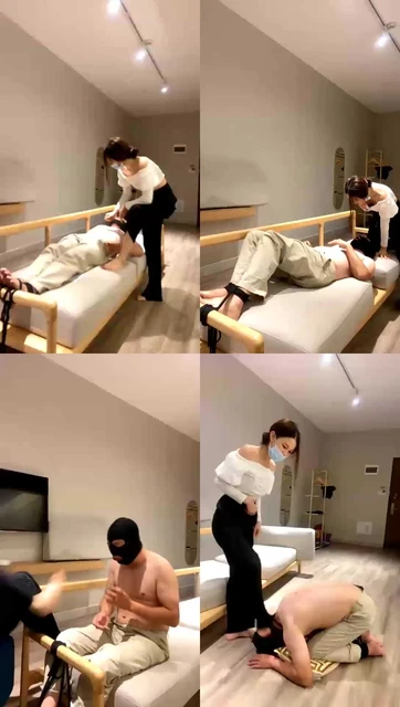 【番番奶奶S】调教老贱奴，全体中踩脸，掐腿掐胳膊