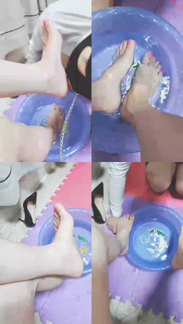 【夏琳】贱狗给主人洗脚，喝洗脚水，恋足必看