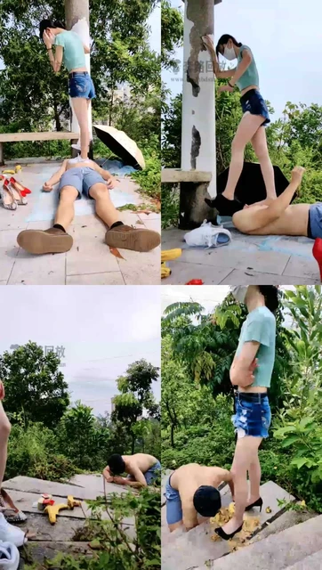 【暴力美学s】雨天户外全体重踩踏小白鞋高跟换着踩踩踏恶心食物喂食舔