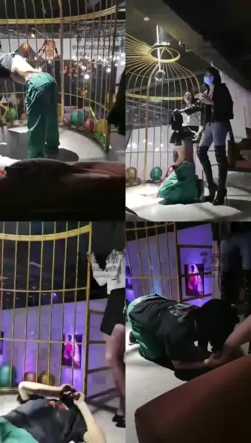 【萝莉糖糖s】酒吧三s强迫踢裆加圣水