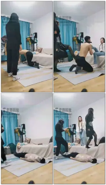 【二宝s】三S钻胯骑马踩踏女主和素人女友S一起玩狗