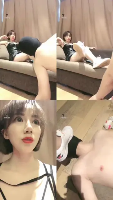 【冷颜女王】玩学生狗踩射学生狗  虐乳  口水   鞋耳光 