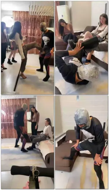 【领主老大&二宝s】三女棒球棍打蛋持续超强度踢裆