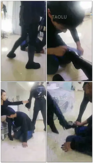 【Audrey、雪儿】用狗嘴给主人，打鞋油