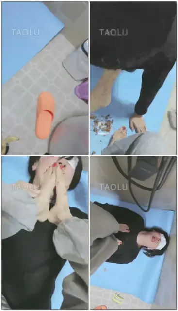 【染蝶大人】用脚喂狗狗吃水果