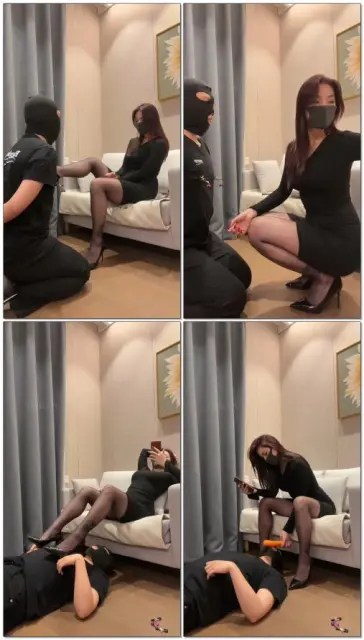 【黛帝】高跟黑丝袜脚玩绿帽狗