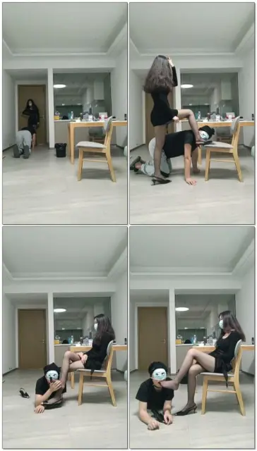 【御妍S】黑丝铁皮头高跟遛狗