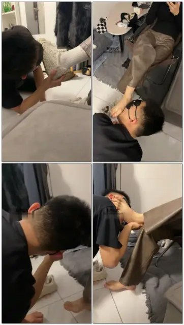 【玥野兔】国庆玩狗清理鞋底舔脚